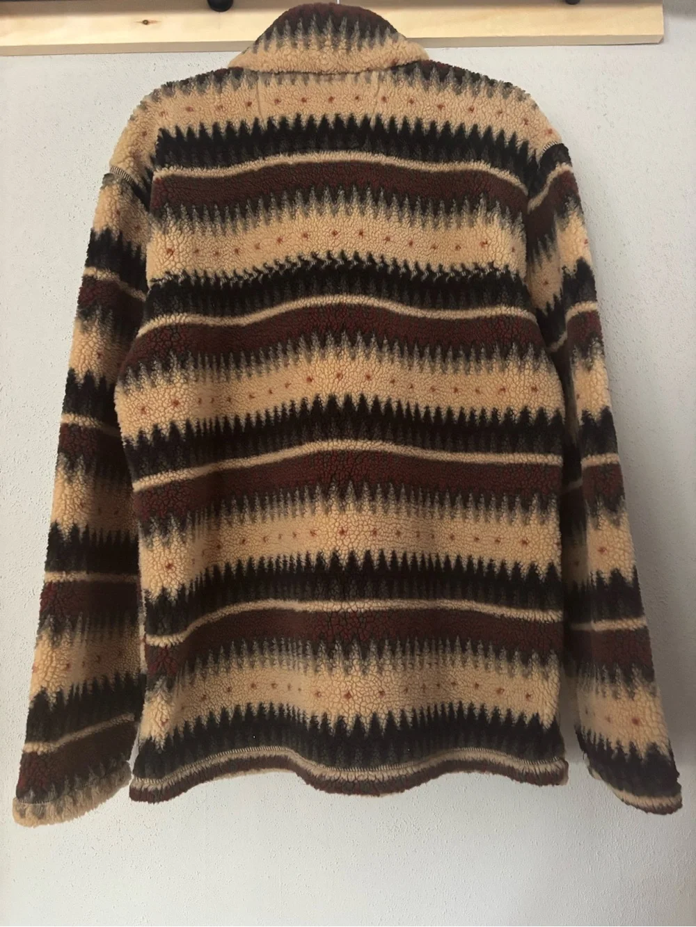 Stoic Southwestern Aztec Sherpa Fleece 1/4 Zip Pullover Cream Brown Size M